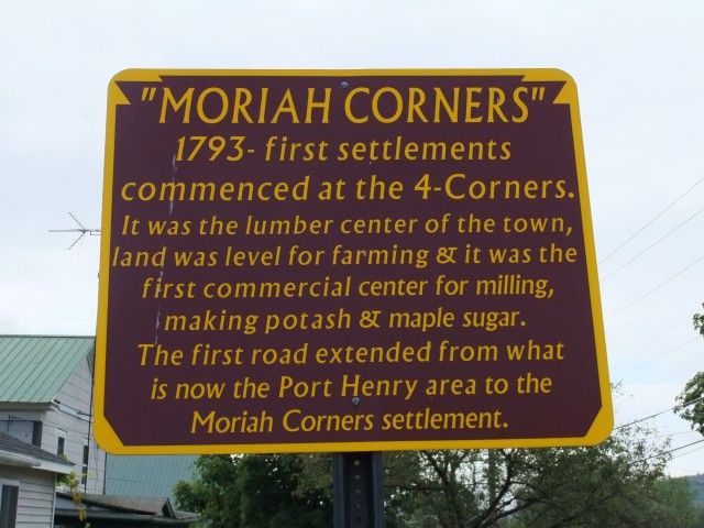 "Moriah Corners" sign