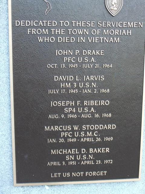Dedicated to the 5 servicemen from Moriah that lost their lives in Vietnam