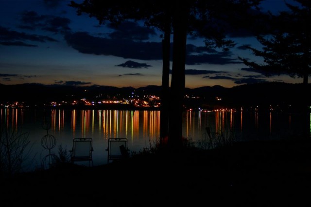 Port Henry at night, viewed from across the lake