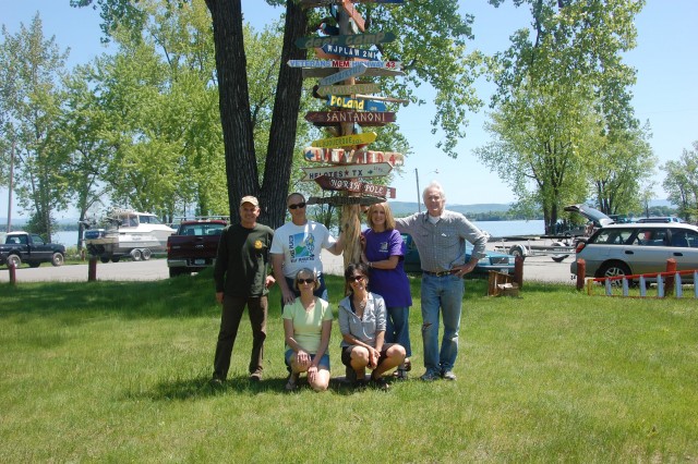 Sign post at Village Beach